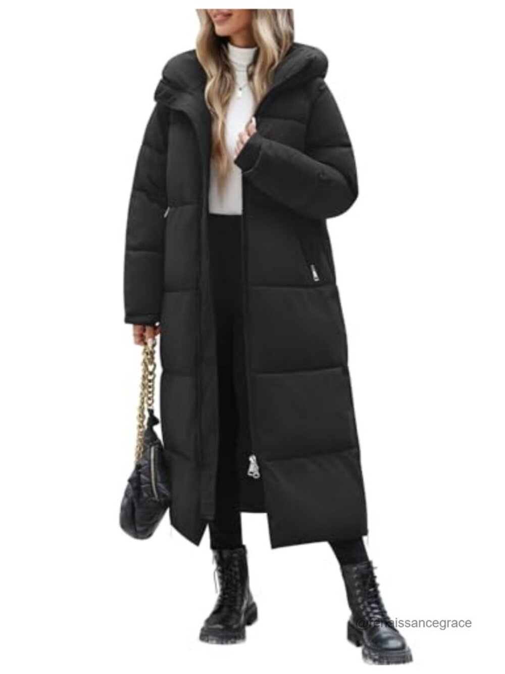Womens Long Winter Puffer Coat Quilted Jacket Warm Maxi Length Parka Hooded